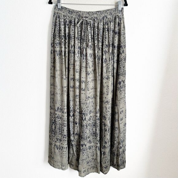 Zara Skirt Womens Medium Green Geometric Rhinestone Boho Hippie Festival Coastal - Picture 2 of 16